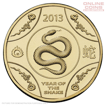 2013 Royal Australian Mint - Lunar Year of the Snake - Uncirculated $1 Carded Coin