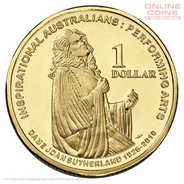 2011 Royal Australian Mint - Inspirational Australians - Dame Joan Sutherland - Uncirculated $1 carded coin