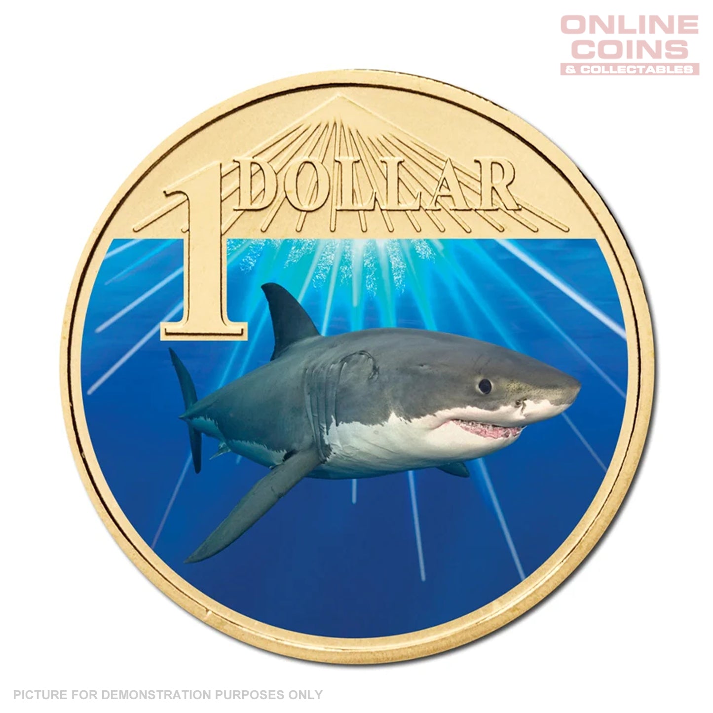 2007 $1 CuNi Uncirculated Carded Coin - Ocean Series Great White Shark