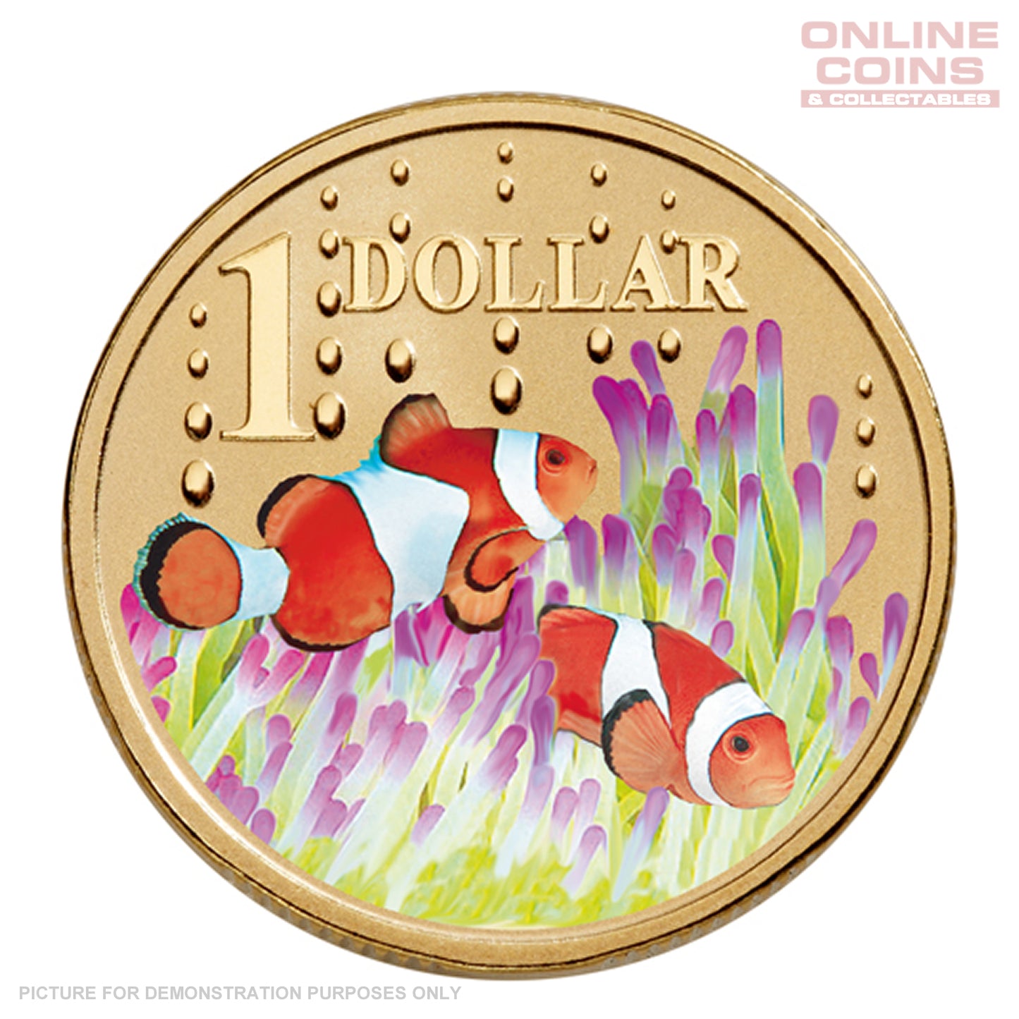 2006 $1 CuNi Coloured Uncirculated Carded Coin - Ocean Series Clown Fish