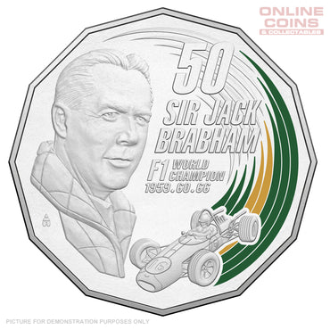 2017 50c Coloured Uncirculated 50c Carded Coin - Sir Jack Bradham