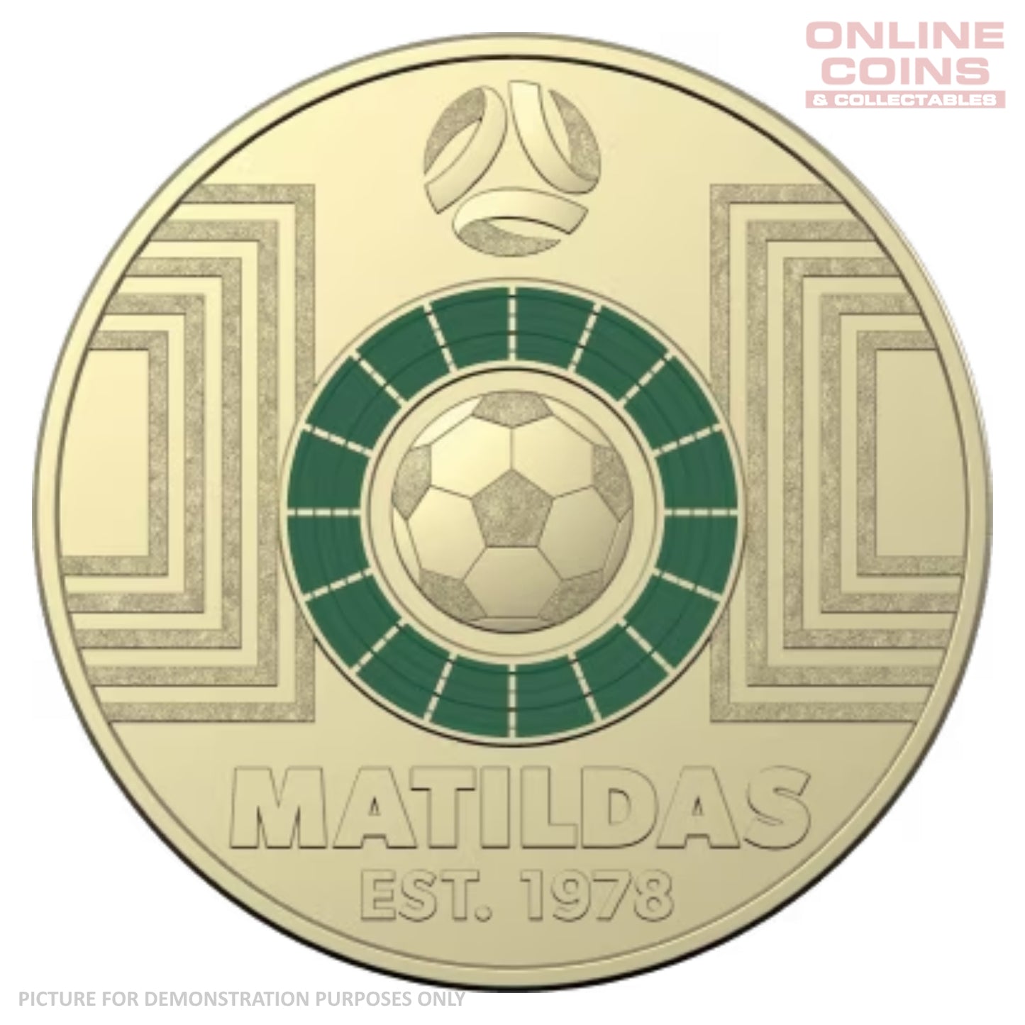 2023 $2 Circulated Coloured Coin - Dark Green Matilda FIFA Soccer Loose Coin