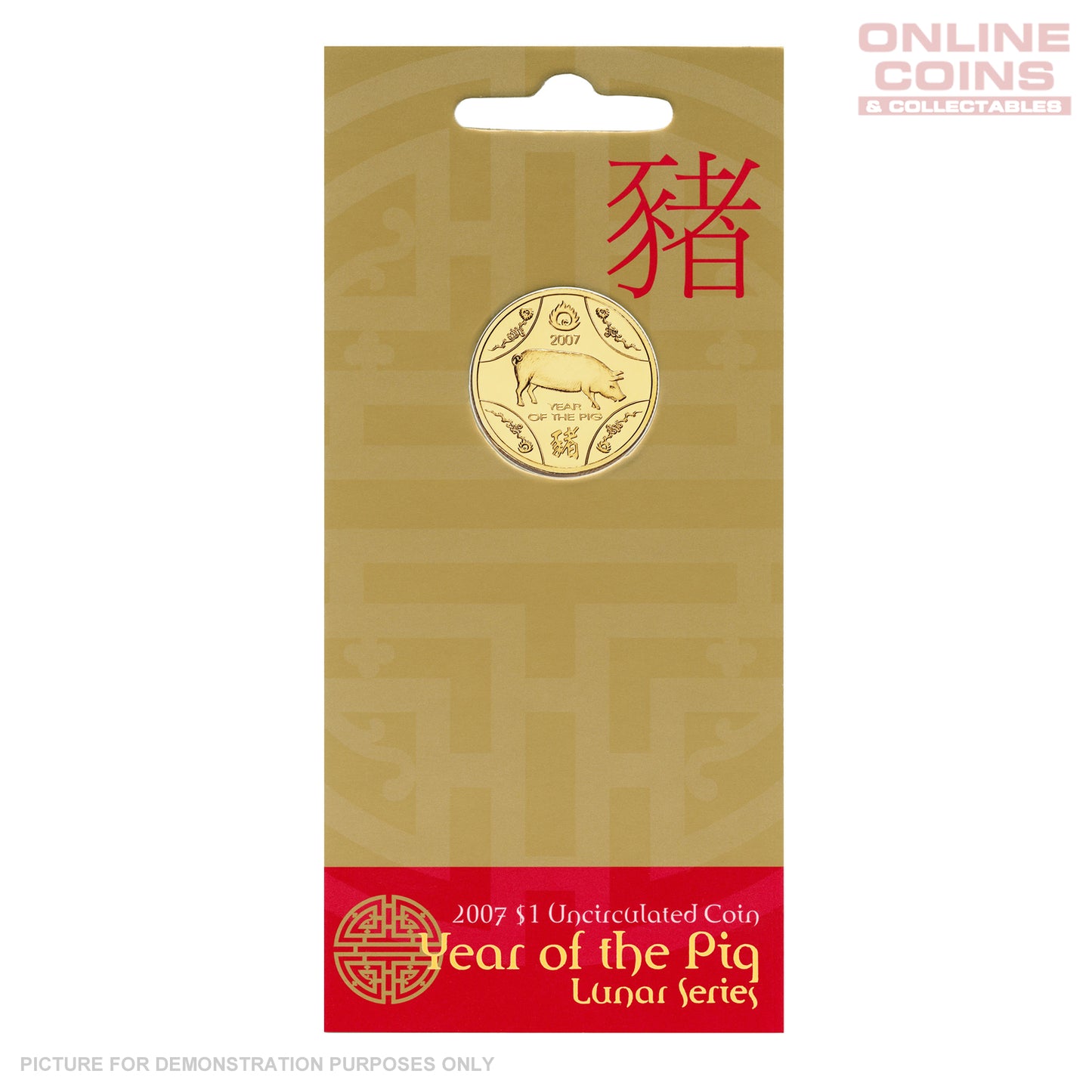 2007 $1 CuNi Uncirculated Carded Coin - Year of the Pig