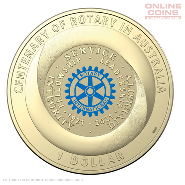 2021 $1 AlBr Coloured Uncirculated Carded Coin - Centenary Of Rotary In Australia
