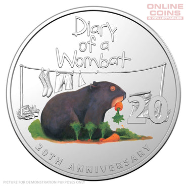 2022 20c CuNi Coloured Uncirculated Carded Coin - 20th Anniversary of Diary of a Wombat