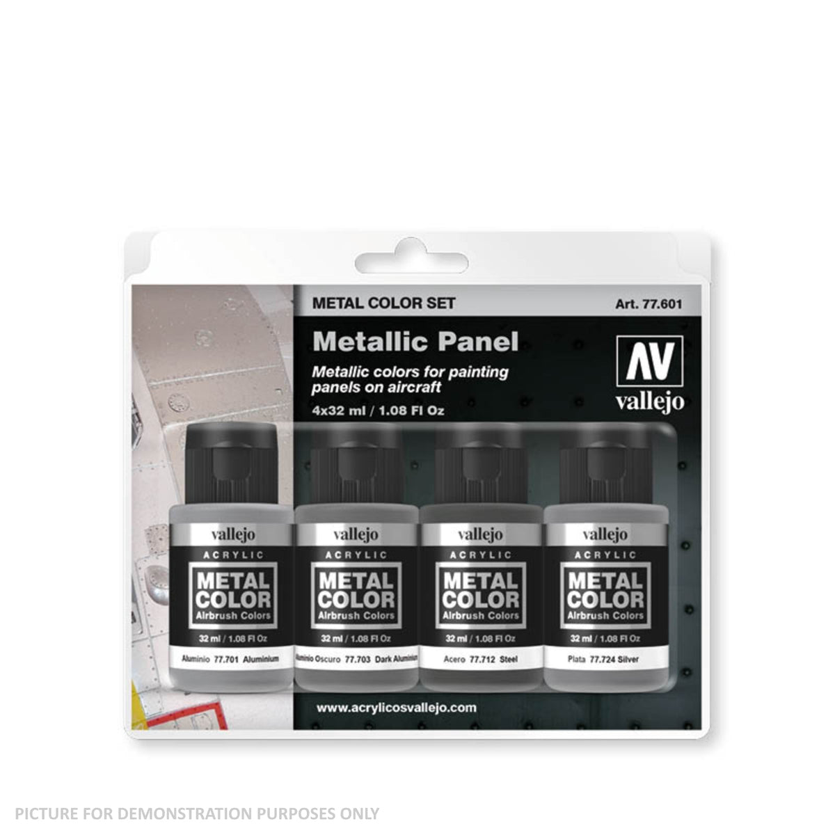 Vallejo Metal Colour - Metallic Panel 4 Colour Acrylic Paint Set