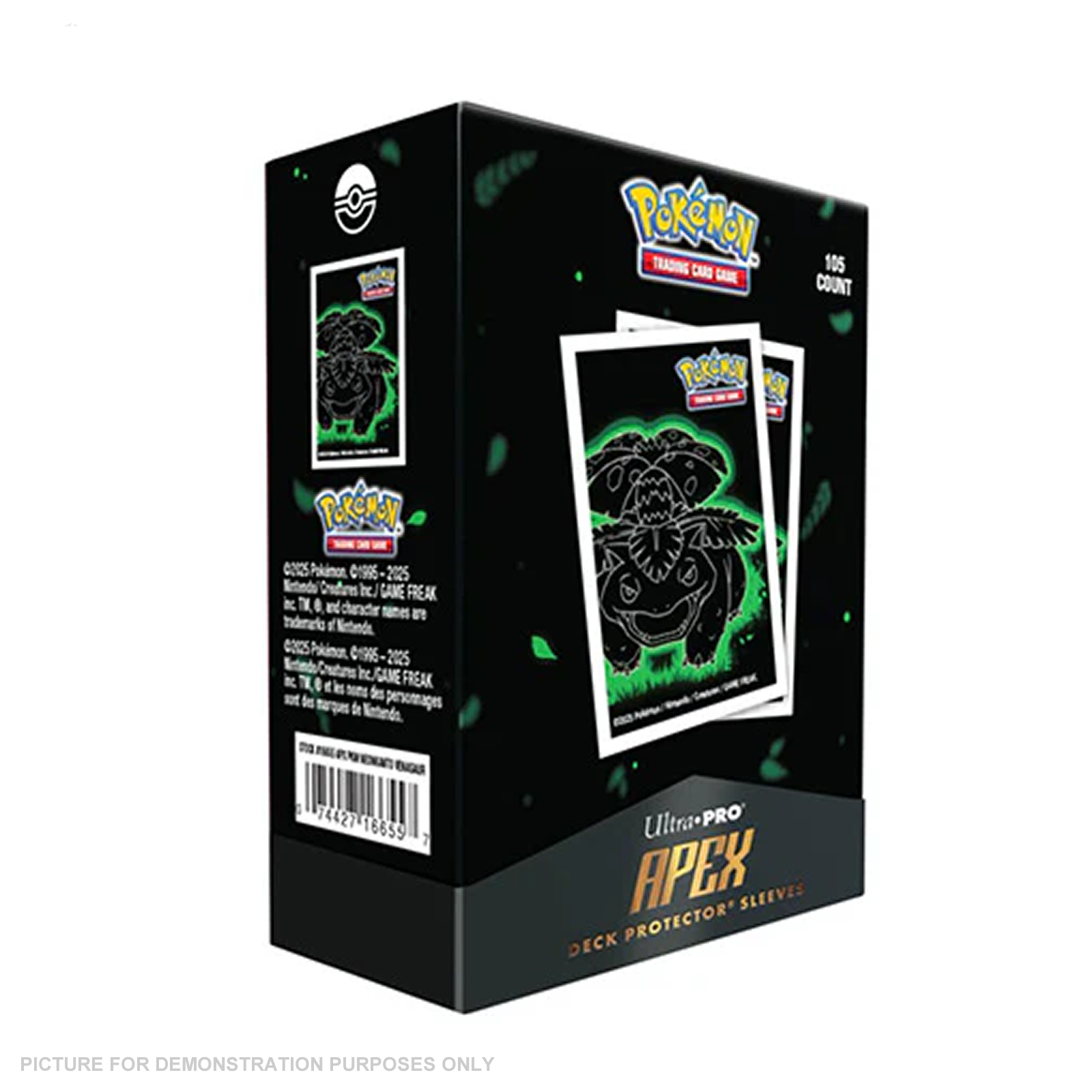 Pokemon Neon Kanto 105ct APEX Deck Protector Sleeves Venusaur