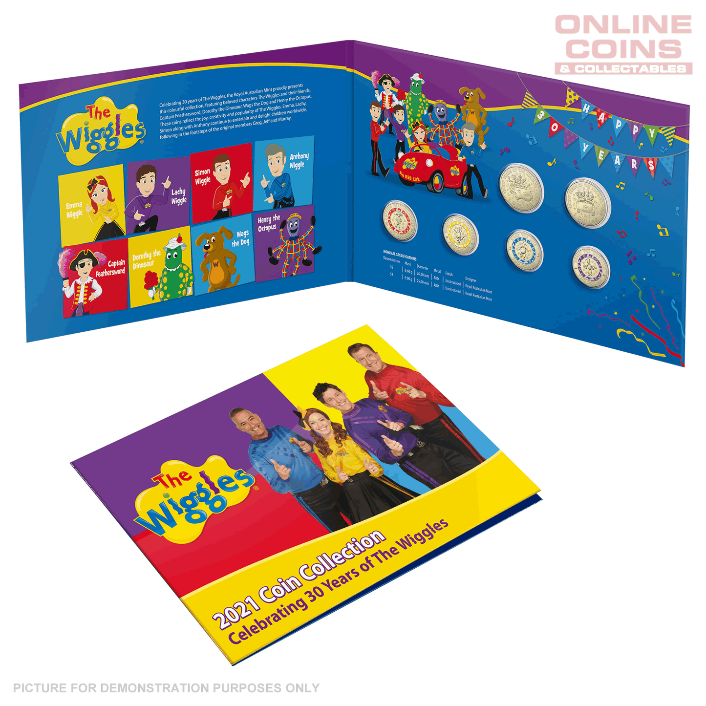 2021 Royal Australian Mint 6 Coin Collection Folder - 30 Years Of The Wiggles