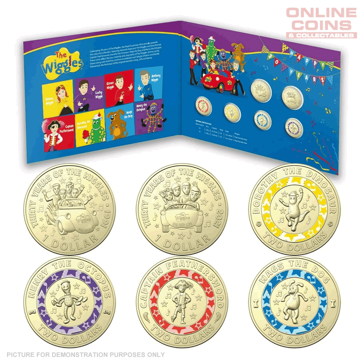 2021 Six Coin Coloured Uncirculated Collection - 30 Years Of The Wiggles