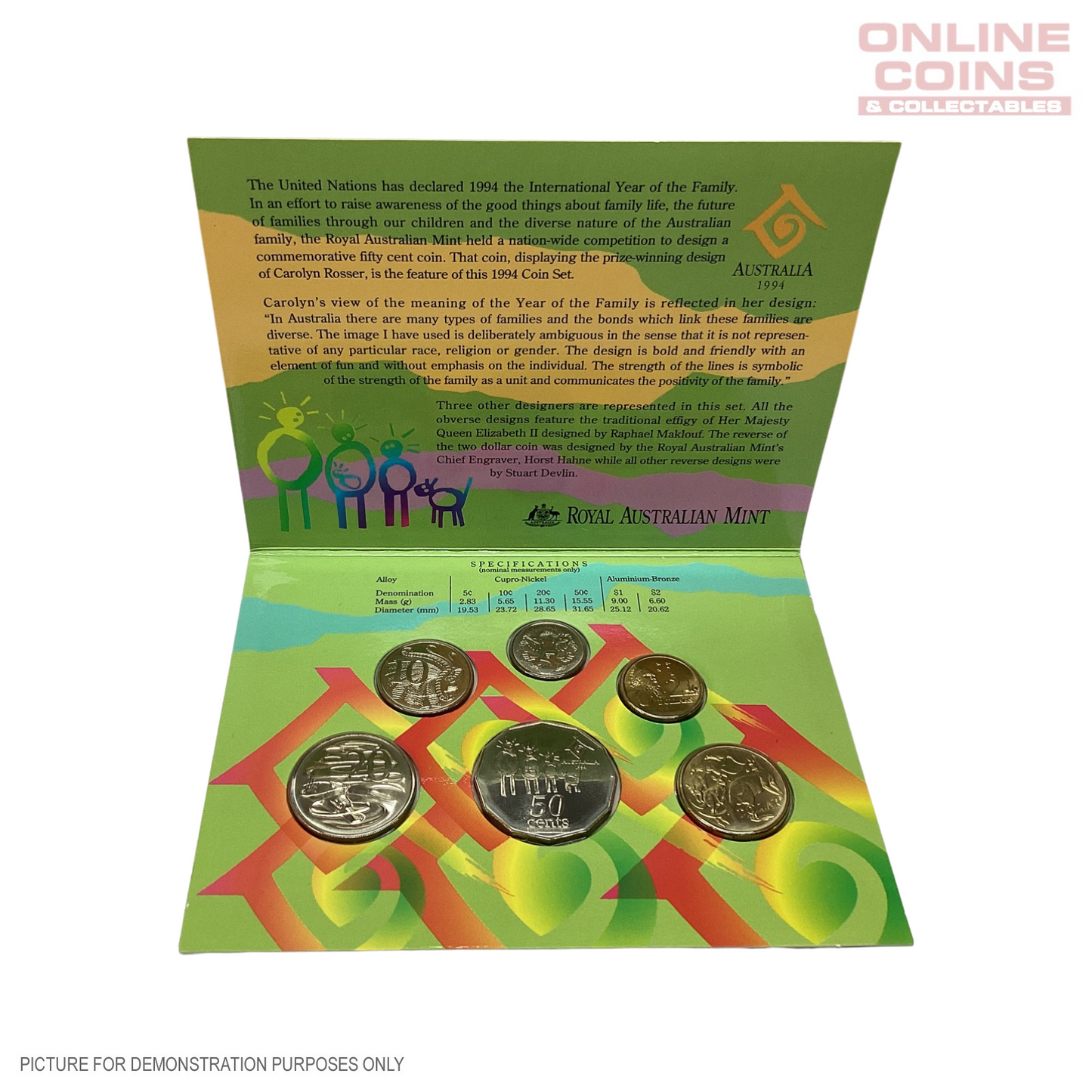 1994 Six Coin Uncirculated Year Set - International Year of the Family