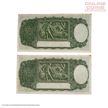 1952 Coombs Wilson One Pound FIRST PREFIX Consecutive Pair