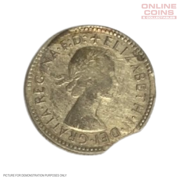 1963 Australian Silver Sixpence - ERROR - Double Clip