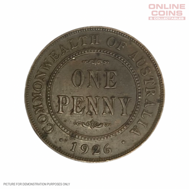 1926 Australian Penny - Rare - Graded EF to AU
