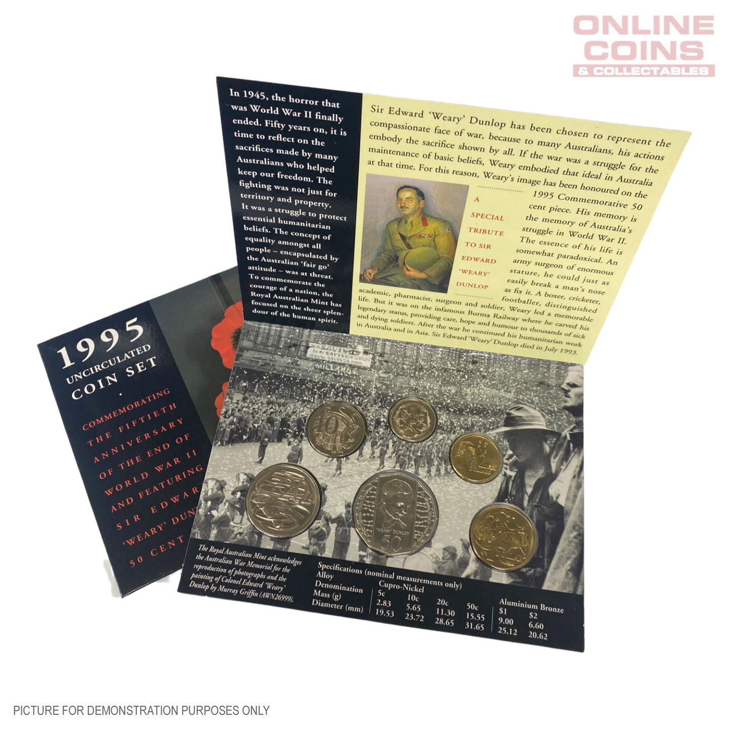 1995 Six Coin Uncirculated Year Set - 50th Anniversary End of WWII