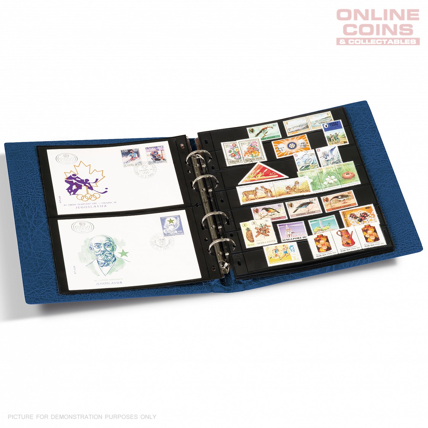 Lighthouse - OPTIMA F Binder and Slipcase for Coins, Stamps & Banknotes - BLUE