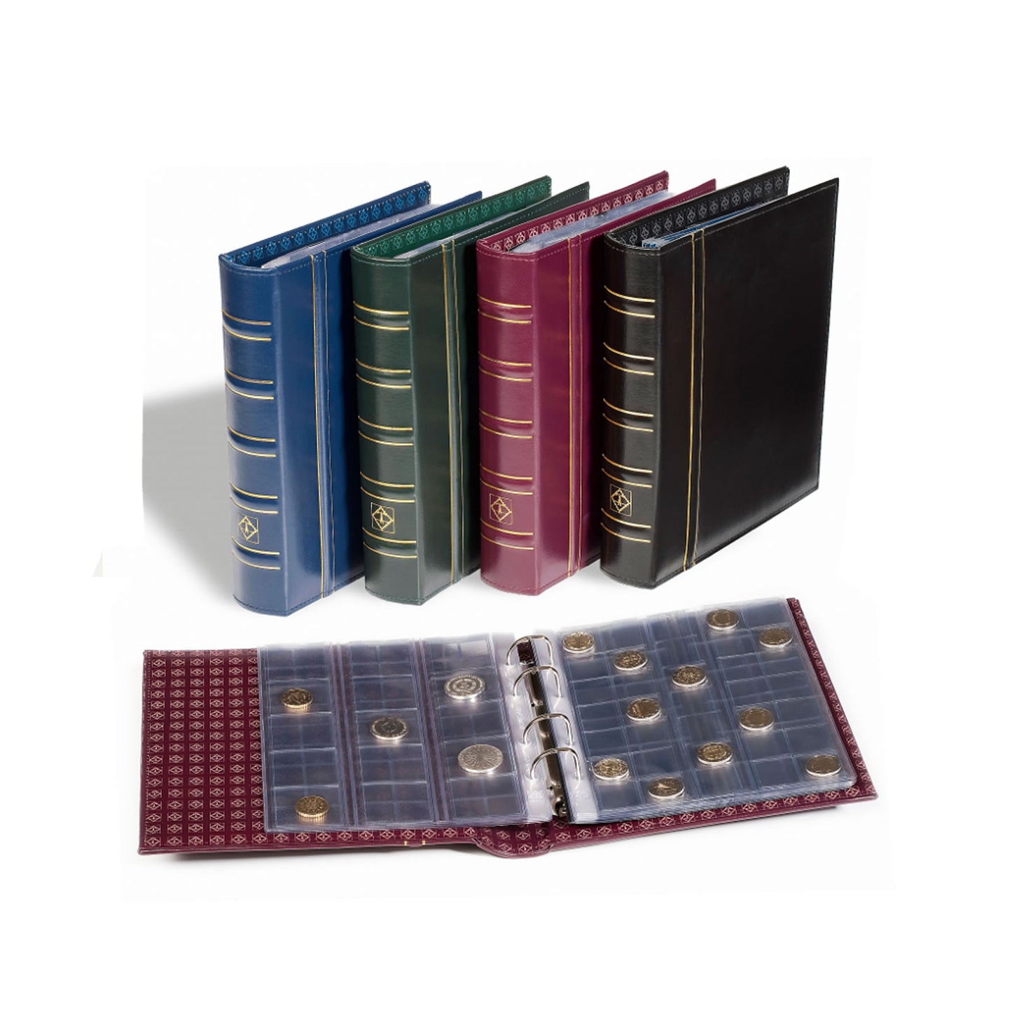 Lighthouse Classic Optima Coin Album With Slipcase & 10 Mixed Coin Pages - Blue