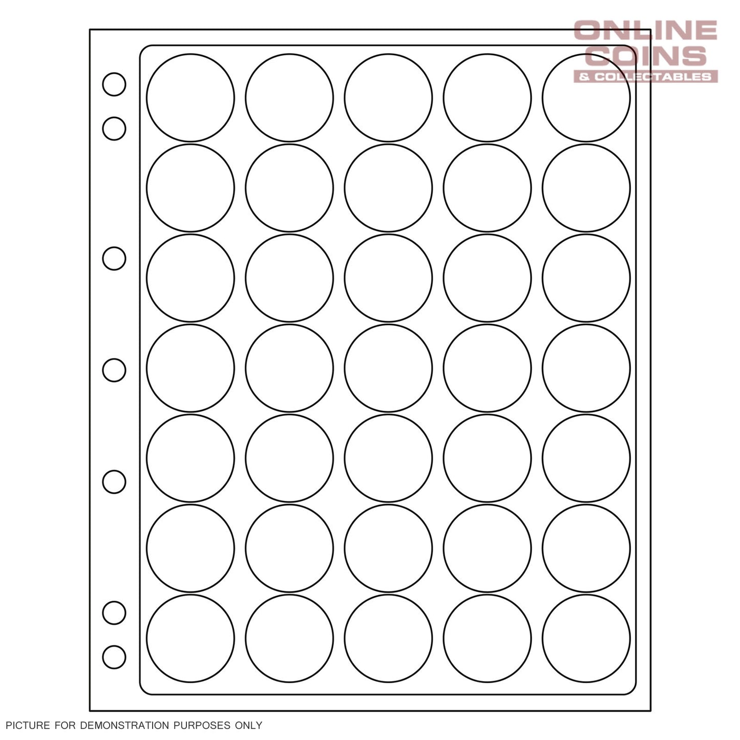 Lighthouse ENCAP 28-29 Clear Pages for 35 Round Coin Capsules - Suit Florin