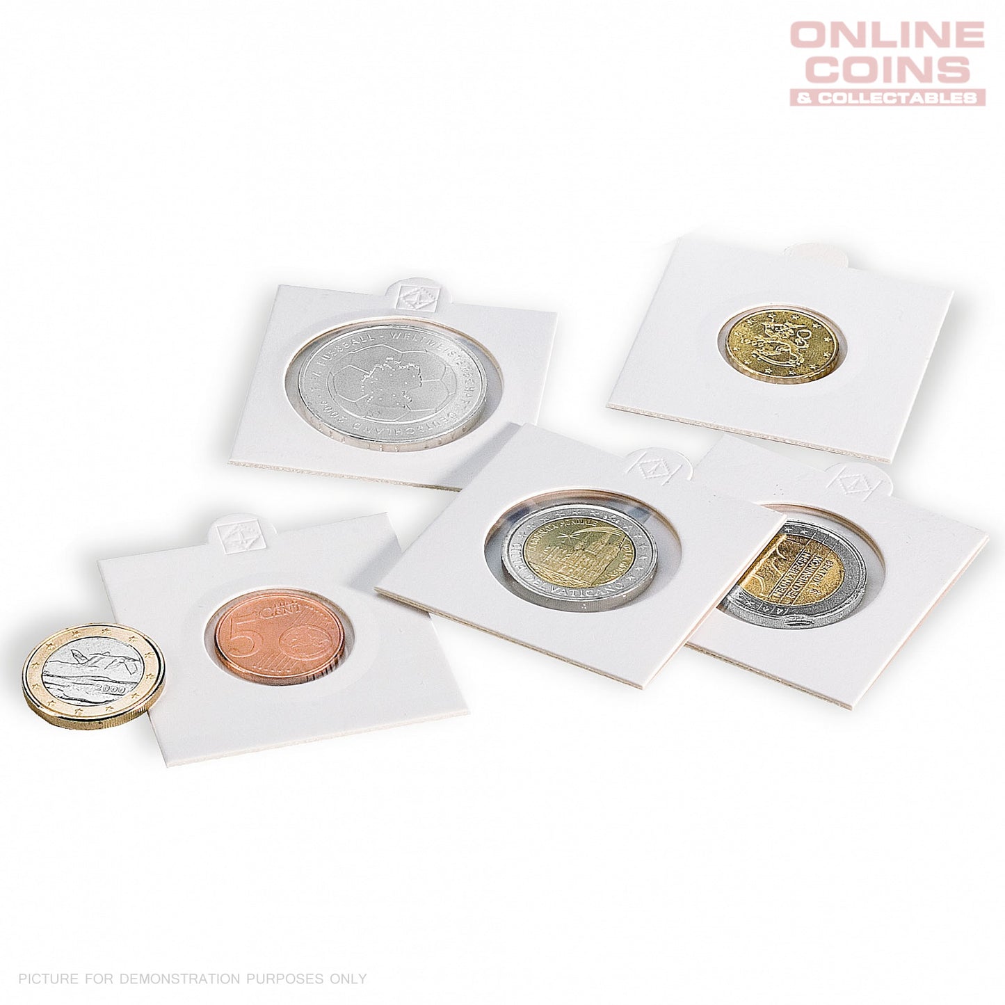 Lighthouse MATRIX WHITE Self Adhesive Coin Holders x 100, 25mm Pack of 100 (Suitable For Australian 10c Coins And Shillings)