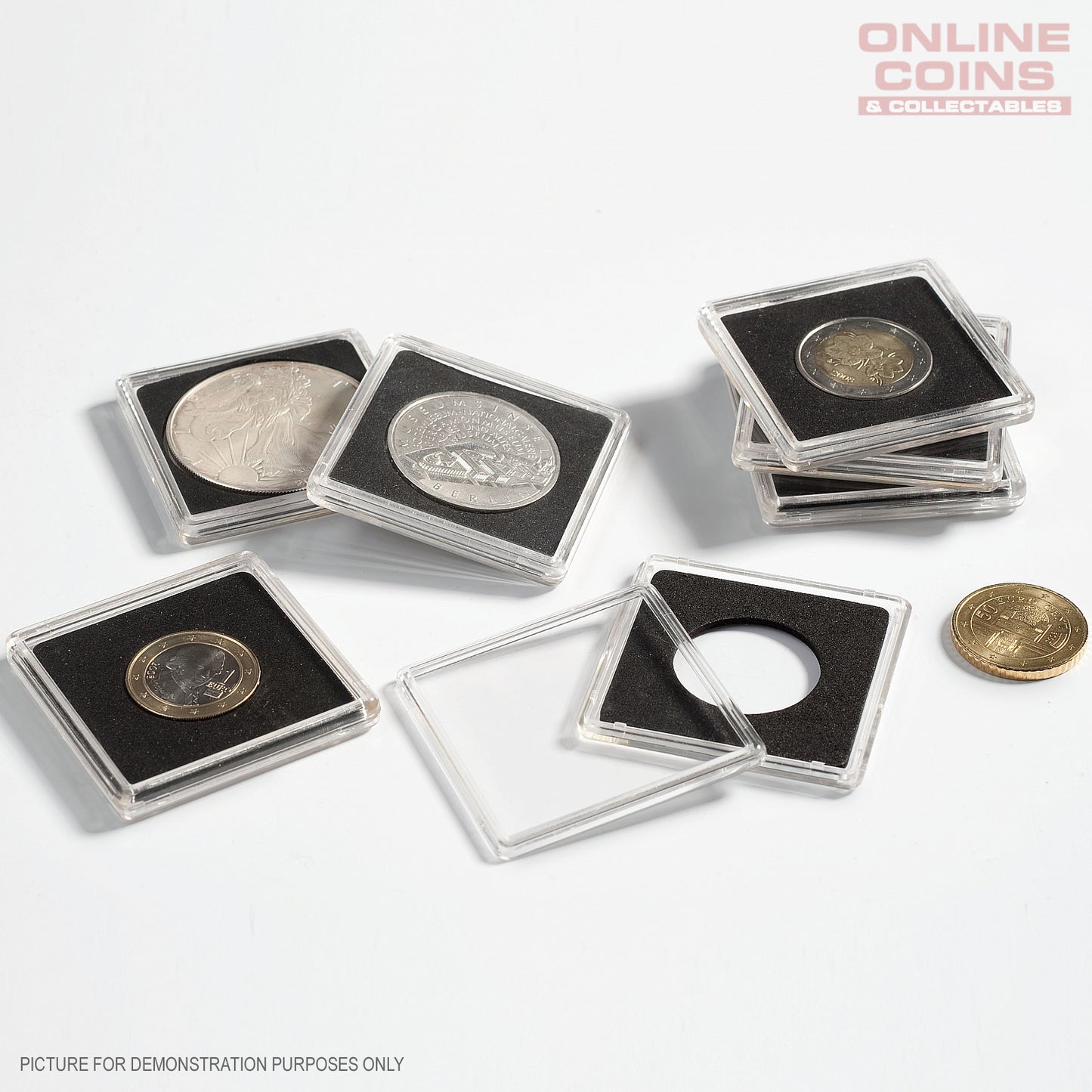 BULK BUY - Lighthouse Quadrum 29mm Square Coin Capsules Suit Florin & 20c - 100 Pack