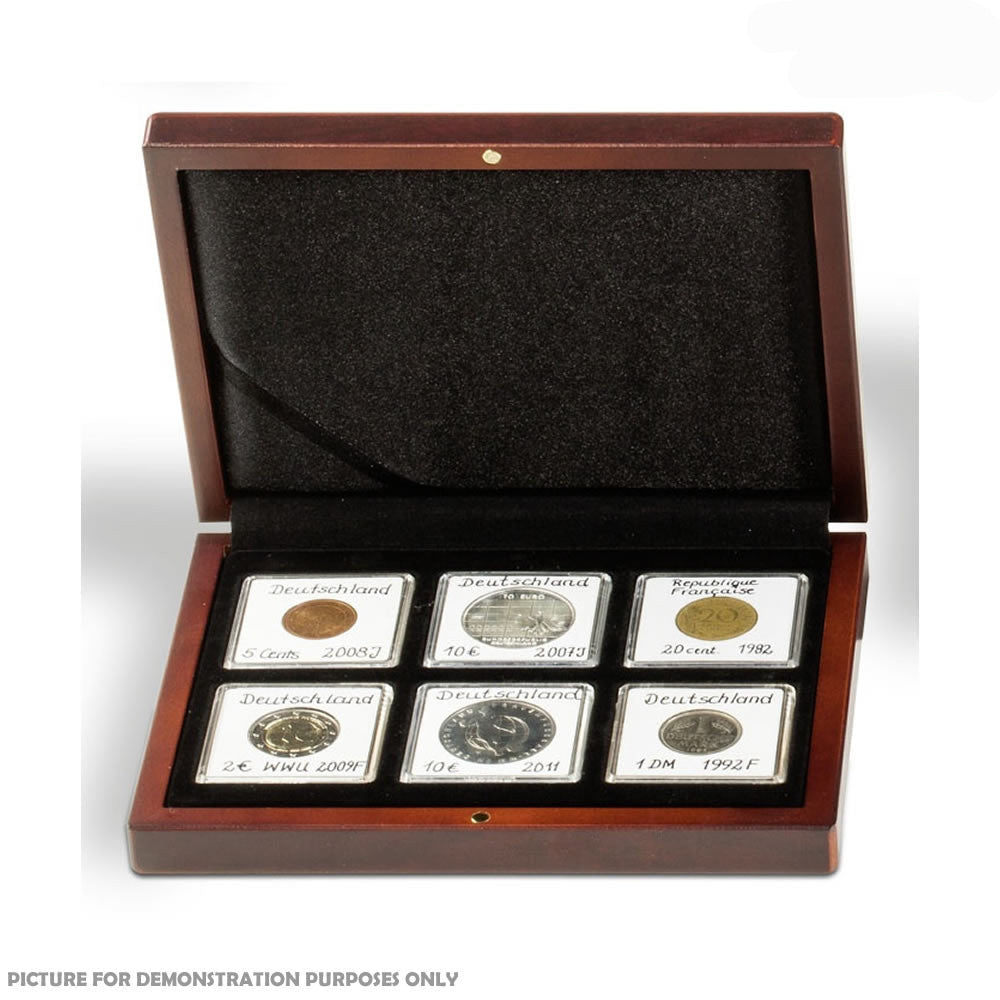 Lighthouse Volterra Timber Coin Presentation Case for Six Quadrum Capsules