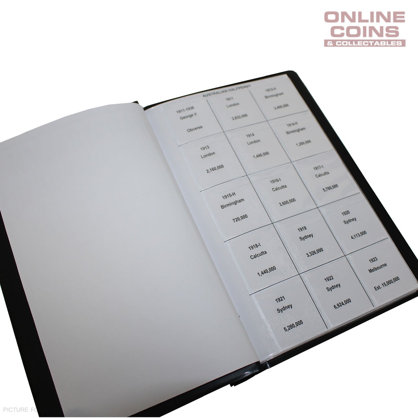 VST Australian Half Penny Album 1911-1964 With Printed Mintage Interleaves BLACK