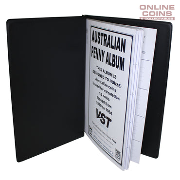 VST Australian Penny Album 1911-1964 With Printed Mintage Interleaves - BLACK