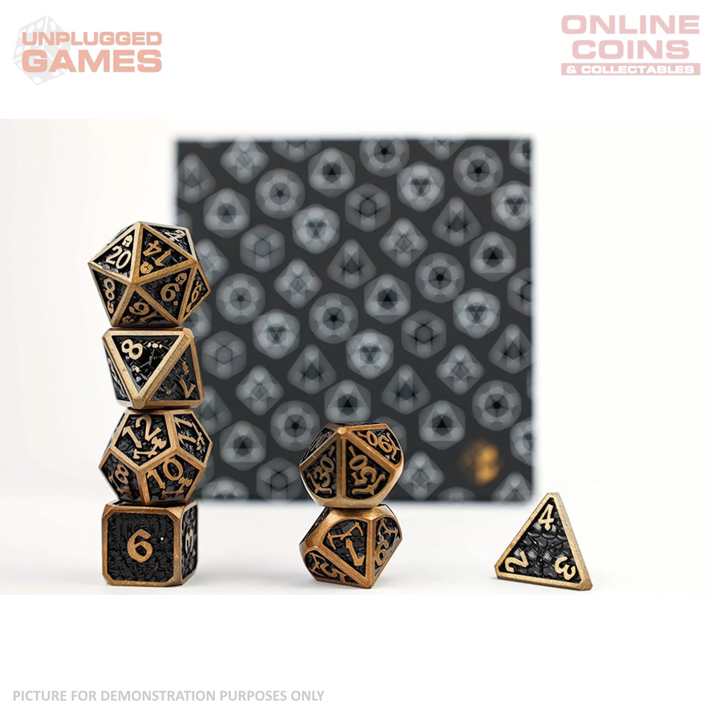 LPG Dice Set - Metal RPG Draco Dark Black/Gold