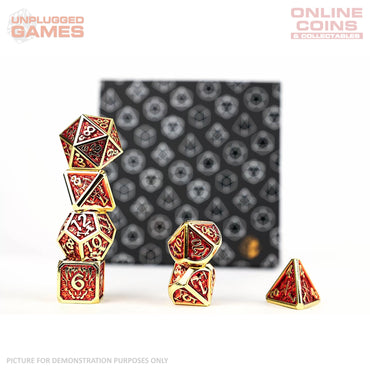 LPG Dice Set - Metal RPG Draco Dark Red/Gold