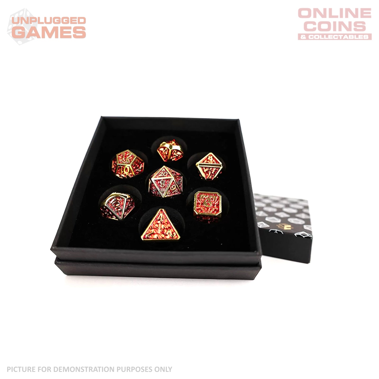 LPG Dice Set - Metal RPG Draco Dark Red/Gold