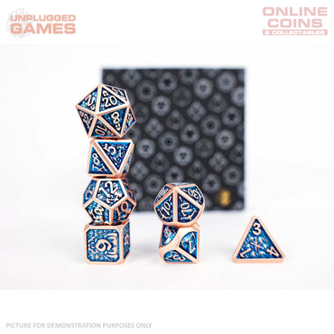 LPG Dice Set - Metal RPG Draco Dark Blue/Brass