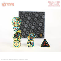 LPG Dice Set - Metal RPG Concentric Red/Green/Gold