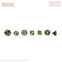 LPG Dice Set - Metal RPG Serif Green/Gold