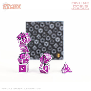 LPG Dice Set - Metal RPG Serif Purple/Silver