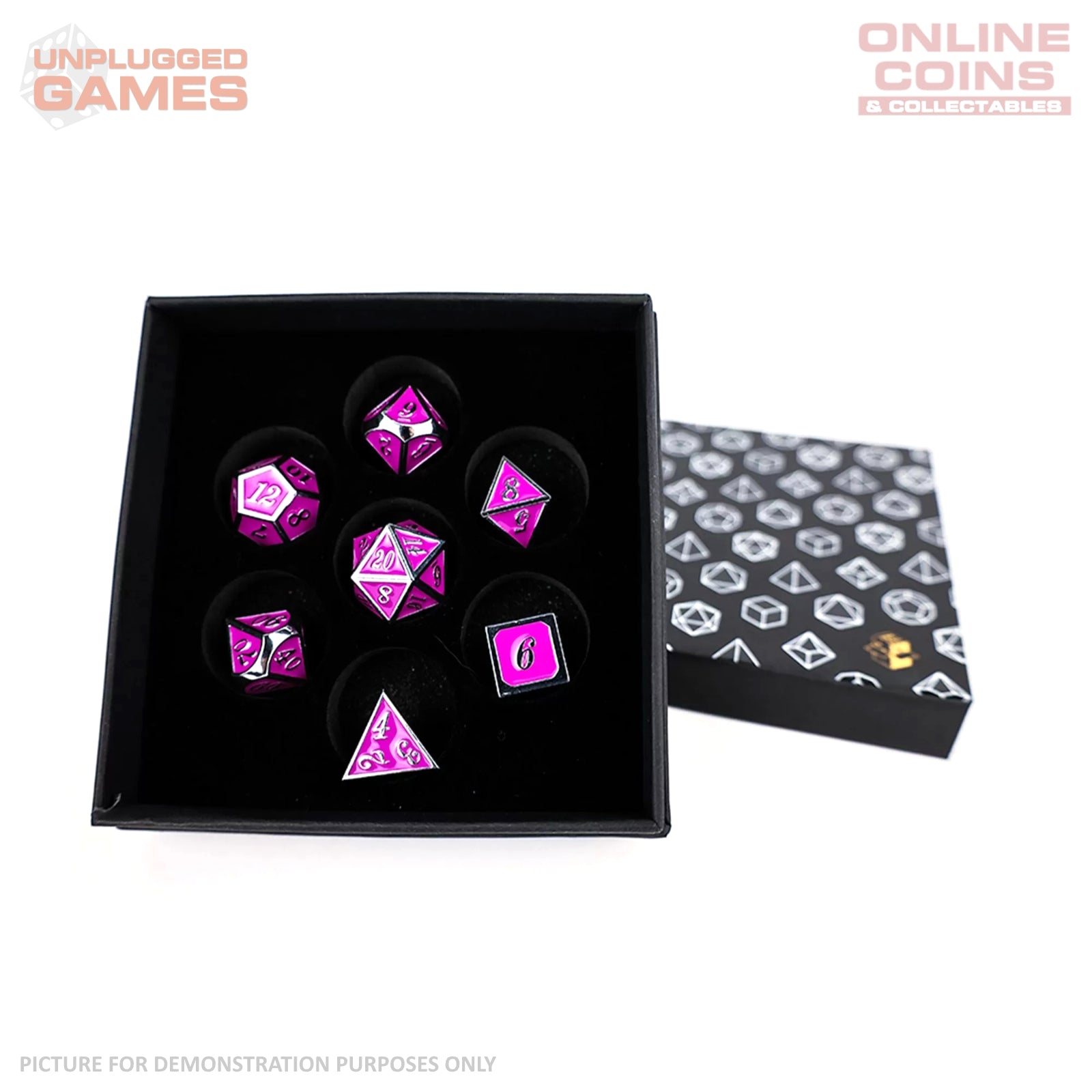 LPG Dice Set - Metal RPG Serif Purple/Silver