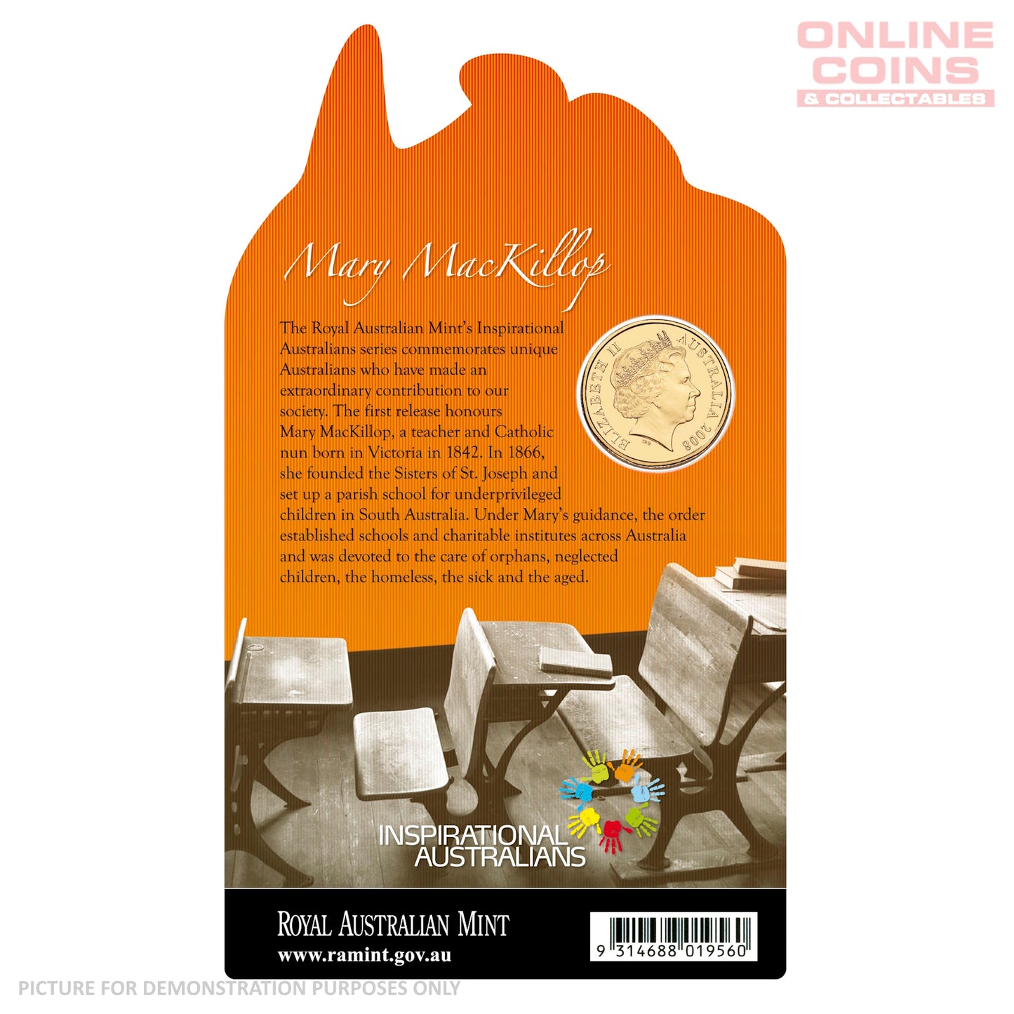 2008 Royal Australian Mint - Inspirational Australians - Mary Mackillop - Uncirculated $1 carded coin
