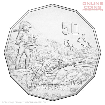 2015 50c Uncirculated Carded Coin - Australia at War Greece