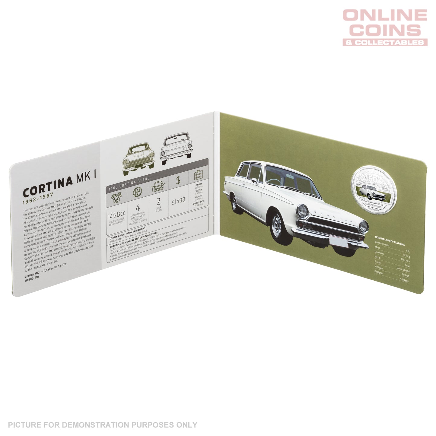 2017 Royal Australian Mint Ford Classics 50c Coin In Card - Cortina MK I