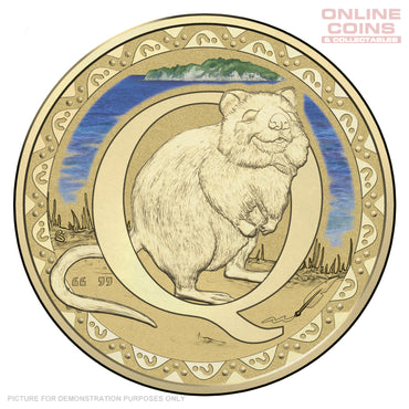2017 $1 Coloured Alphabet Frosted Coin In Card - Q For Quokka