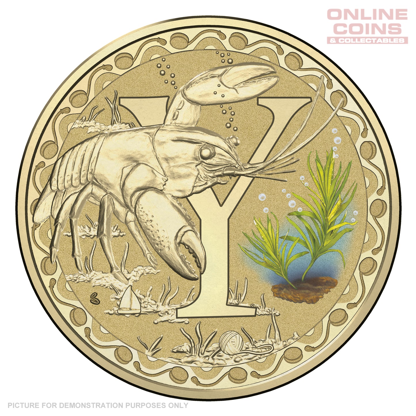 2017 $1 Coloured Alphabet Frosted Uncirculated Coin In Card - Y For Yabby