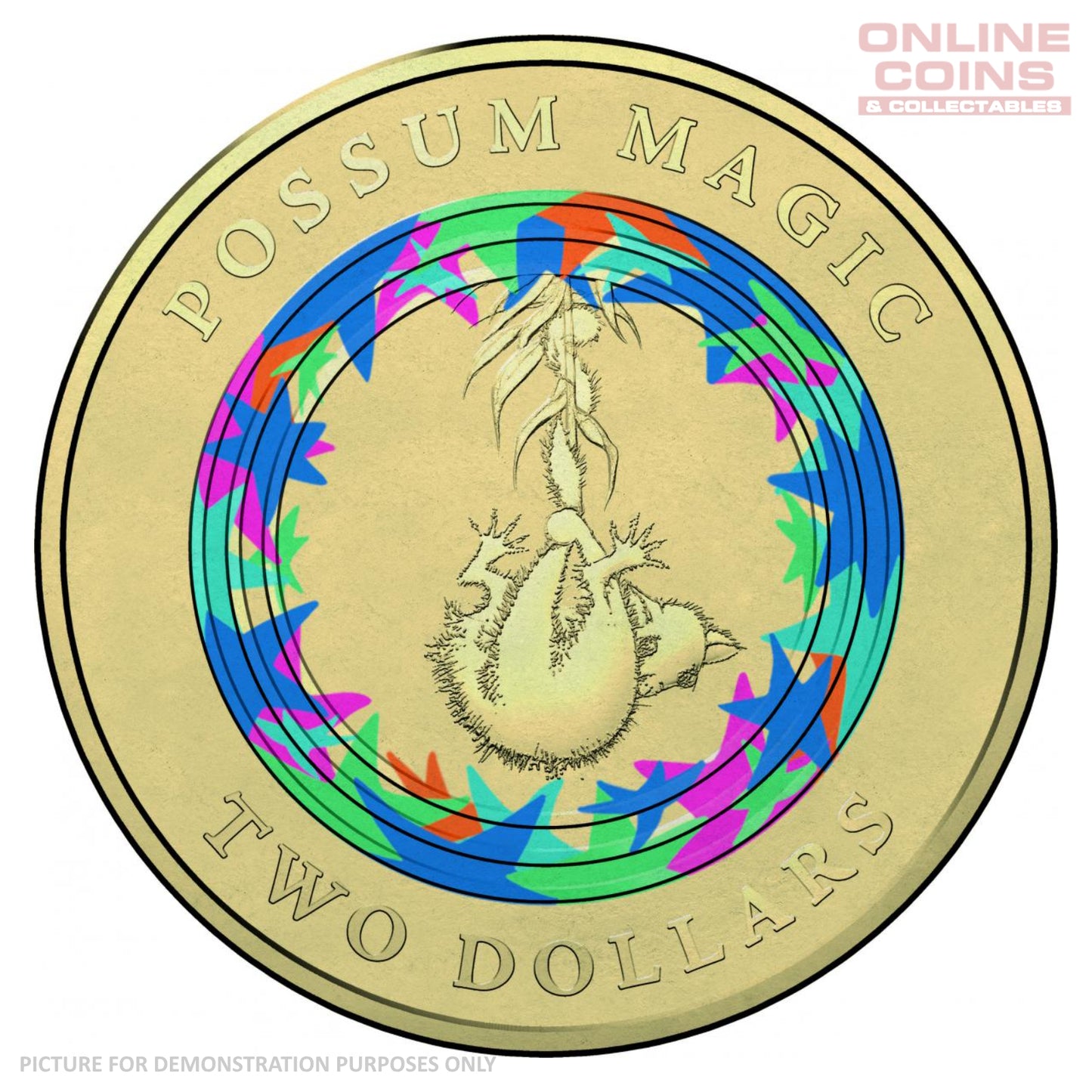 2017 Possum Magic Colour $2 Limited Mintage Loose Coin - Invisible Hush