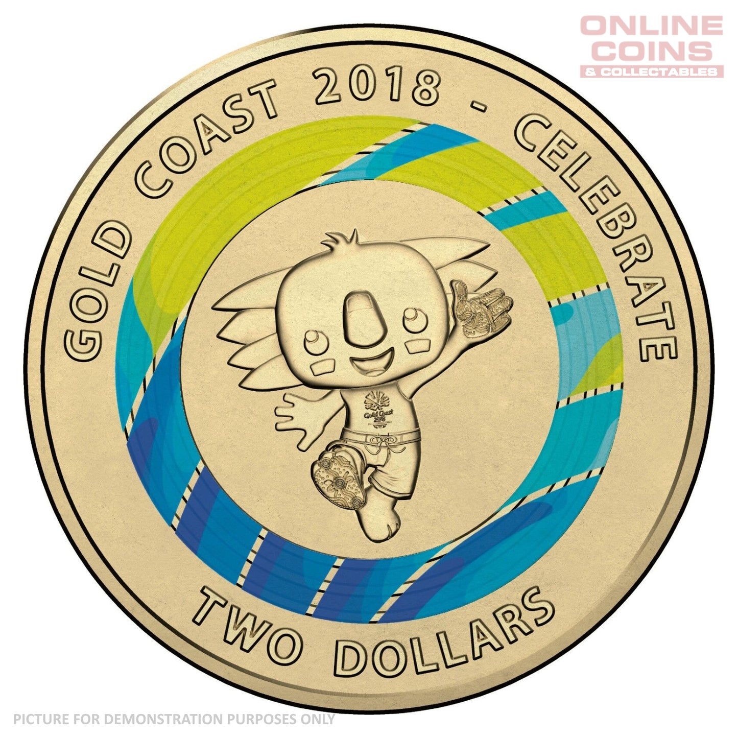 2018 RAM Commonwealth Games Borobi Mascot Coloured Circulating Loose Coin - BLUE