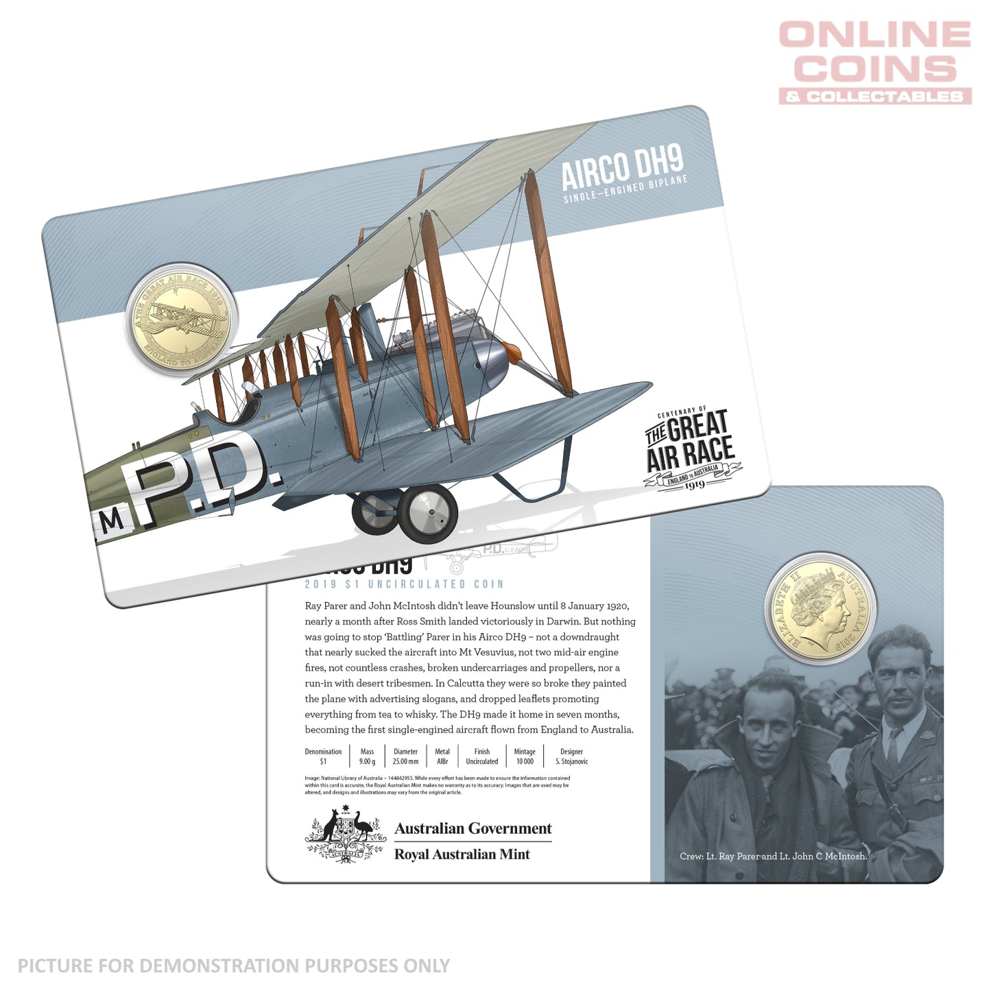 2019 Centenary of the Great Air Race - Uncirculated $1 Coin Collection In Tin