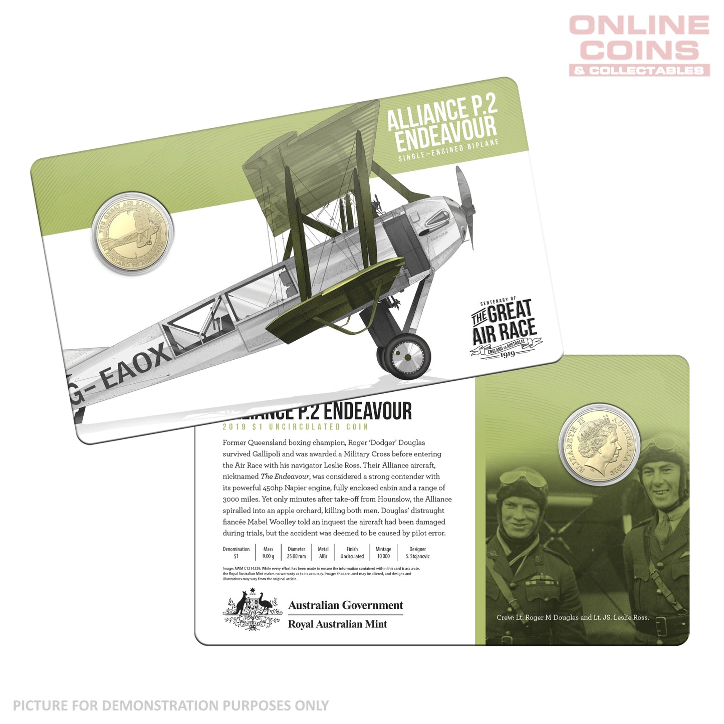 2019 Centenary of the Great Air Race - Uncirculated $1 Coin Collection In Tin