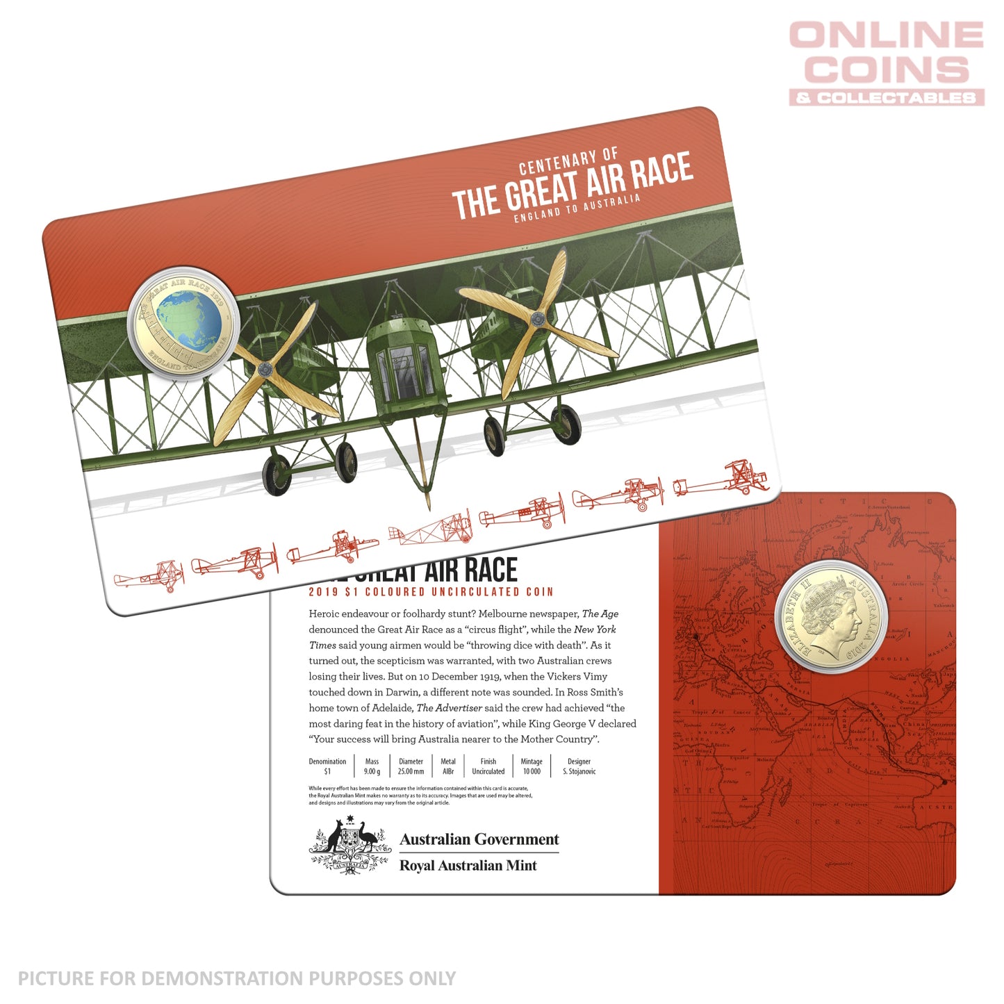 2019 Centenary of the Great Air Race - Uncirculated $1 Coin Collection In Tin