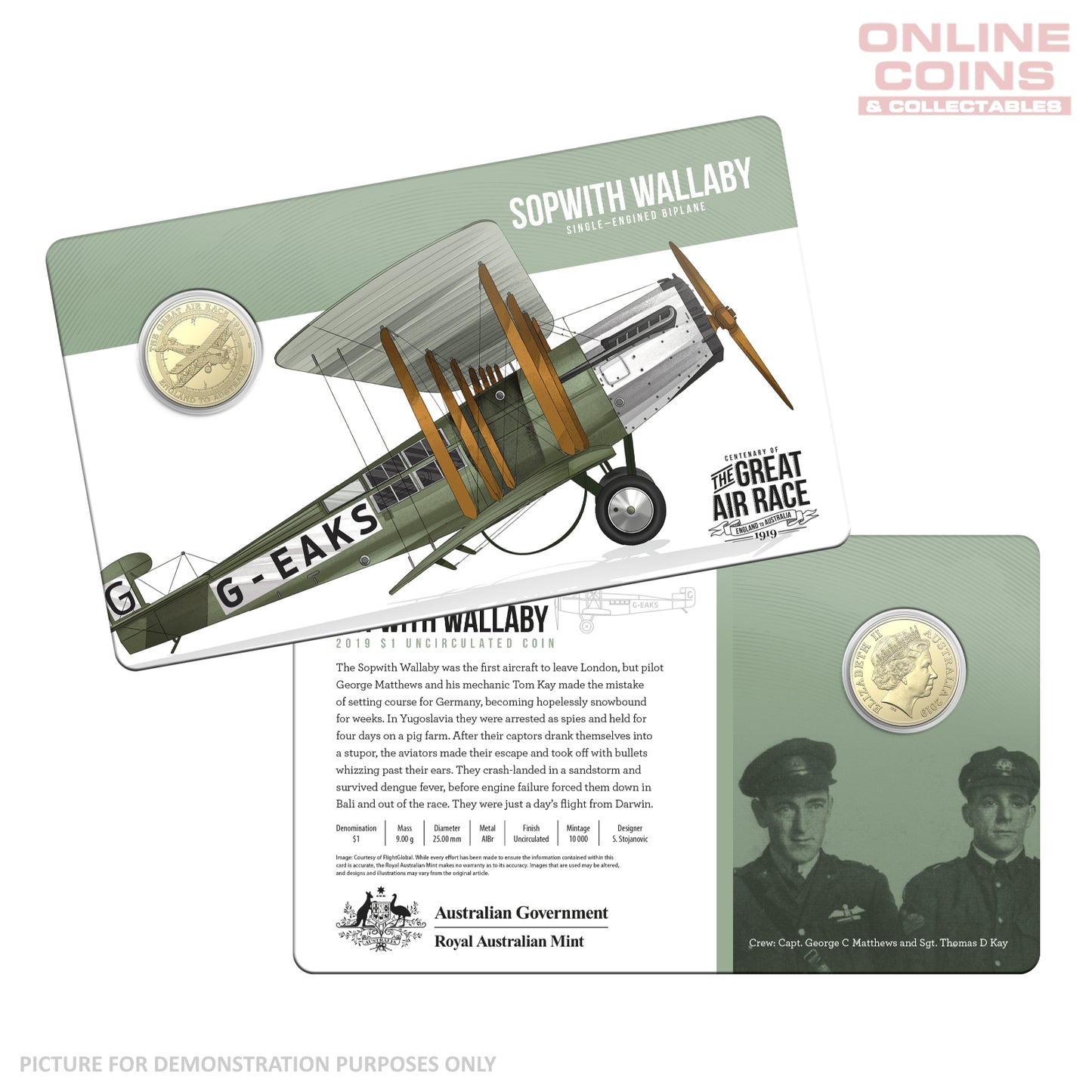 2019 Centenary of the Great Air Race - Uncirculated $1 Coin Collection In Tin
