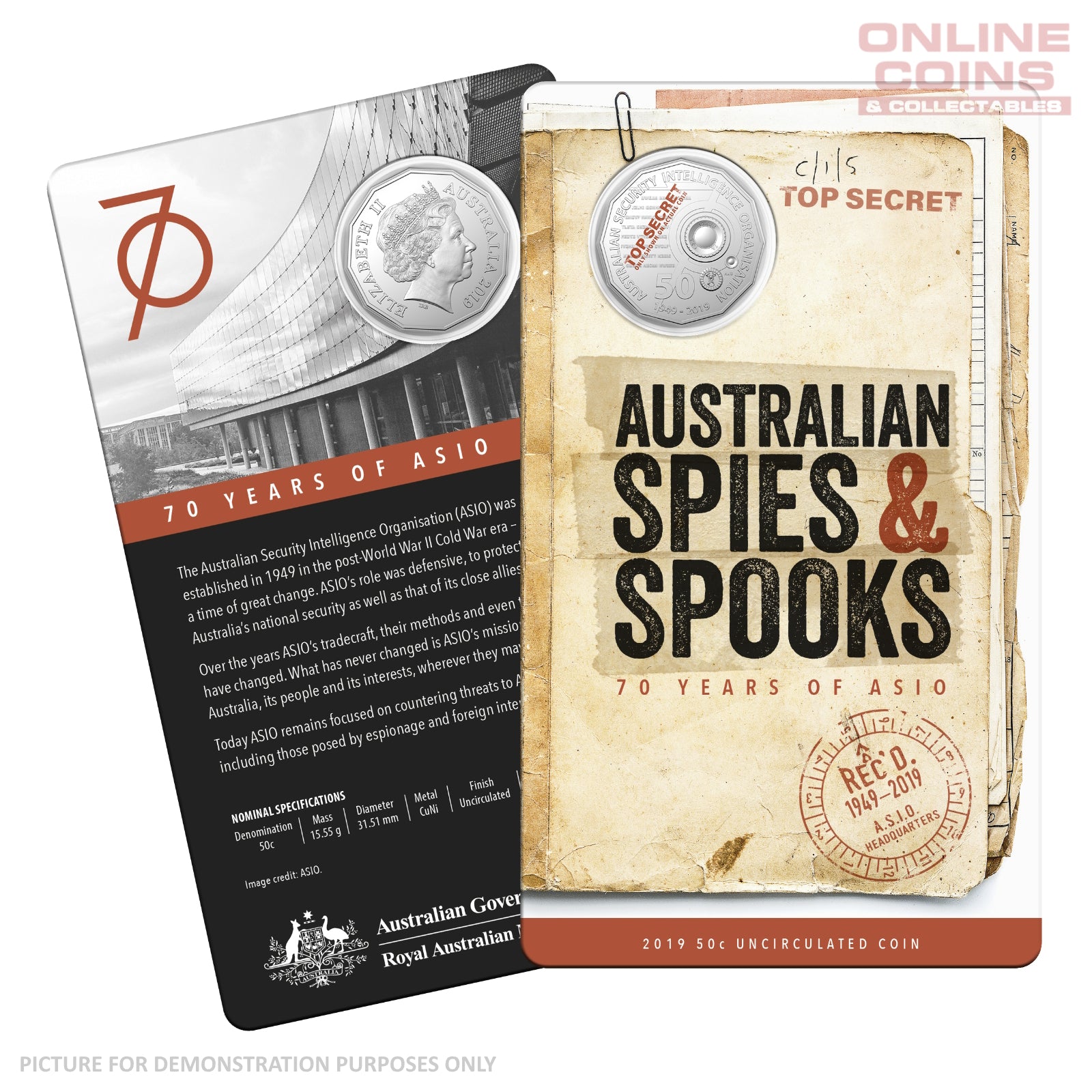 2019 50c CuNi Uncirculated Carded Coin - ASIO