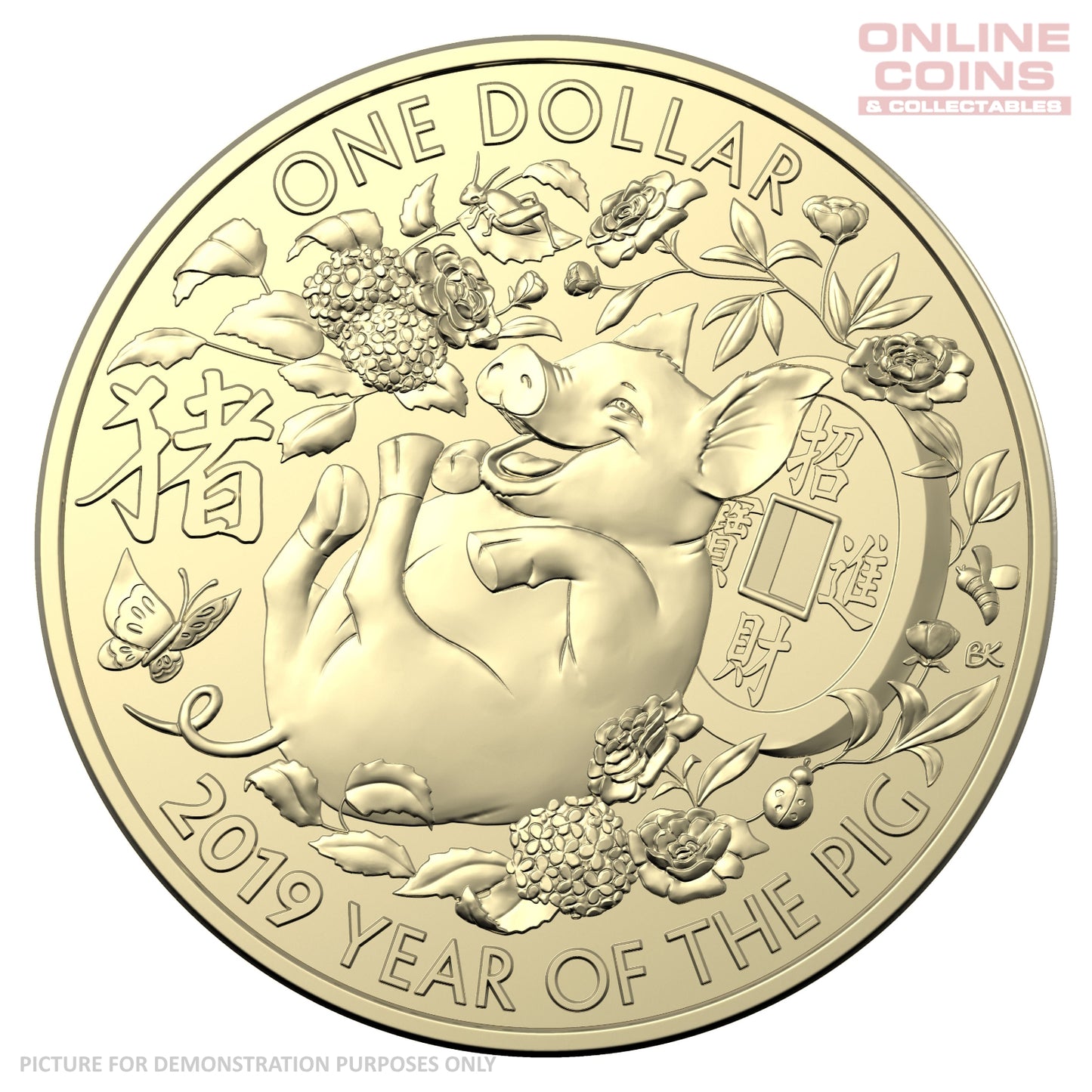 2019 $1 AlBr Uncirculated 3 Coin Set - Lunar Calendar Year of the Pig
