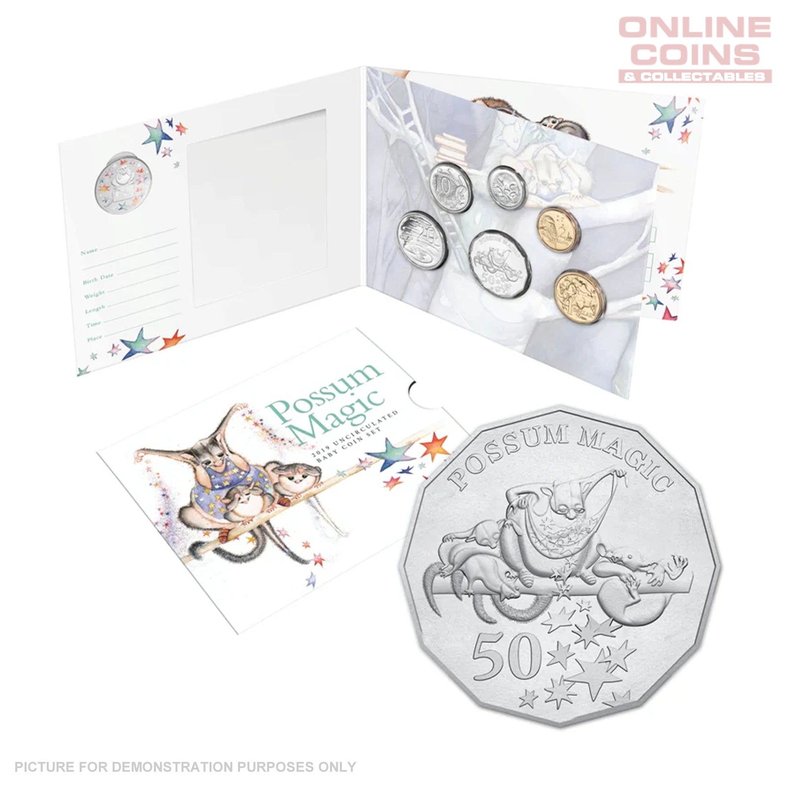 2019 Royal Australian Mint Uncirculated Baby Coin Set - Possum Magic Baby Coins