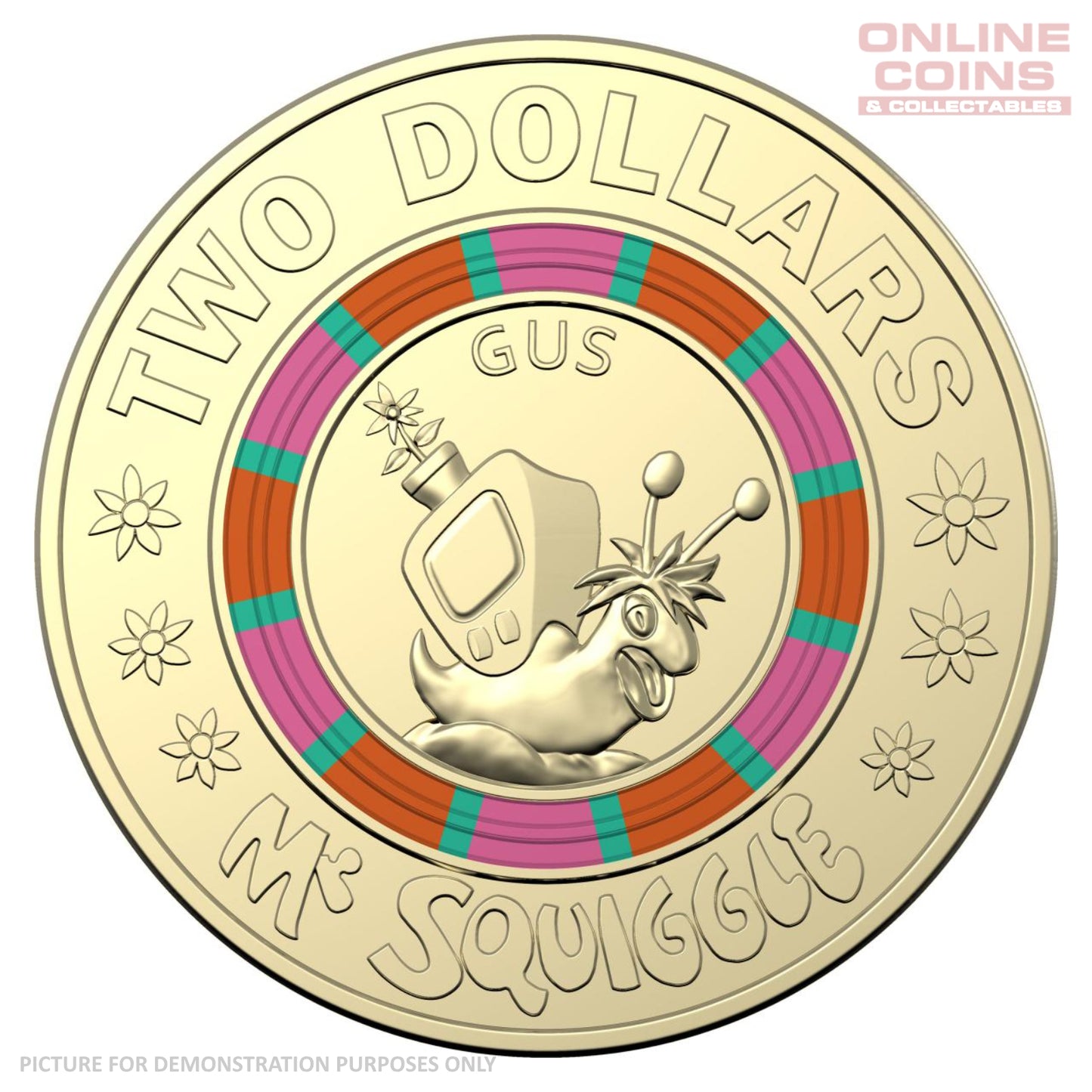 2019 Royal Australian Mint $2 Coloured Gus the Snail Circulated Loose Coin