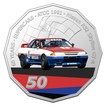 2020 50c CuNi Uncirculated Carded Coin - 60 Years of Supercar Champions Single Coins - Nissan Skyline